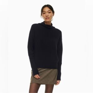 Aritzia Wilfred Cyprie 100% Cashmere Sweater Size Small Black Mock Neck